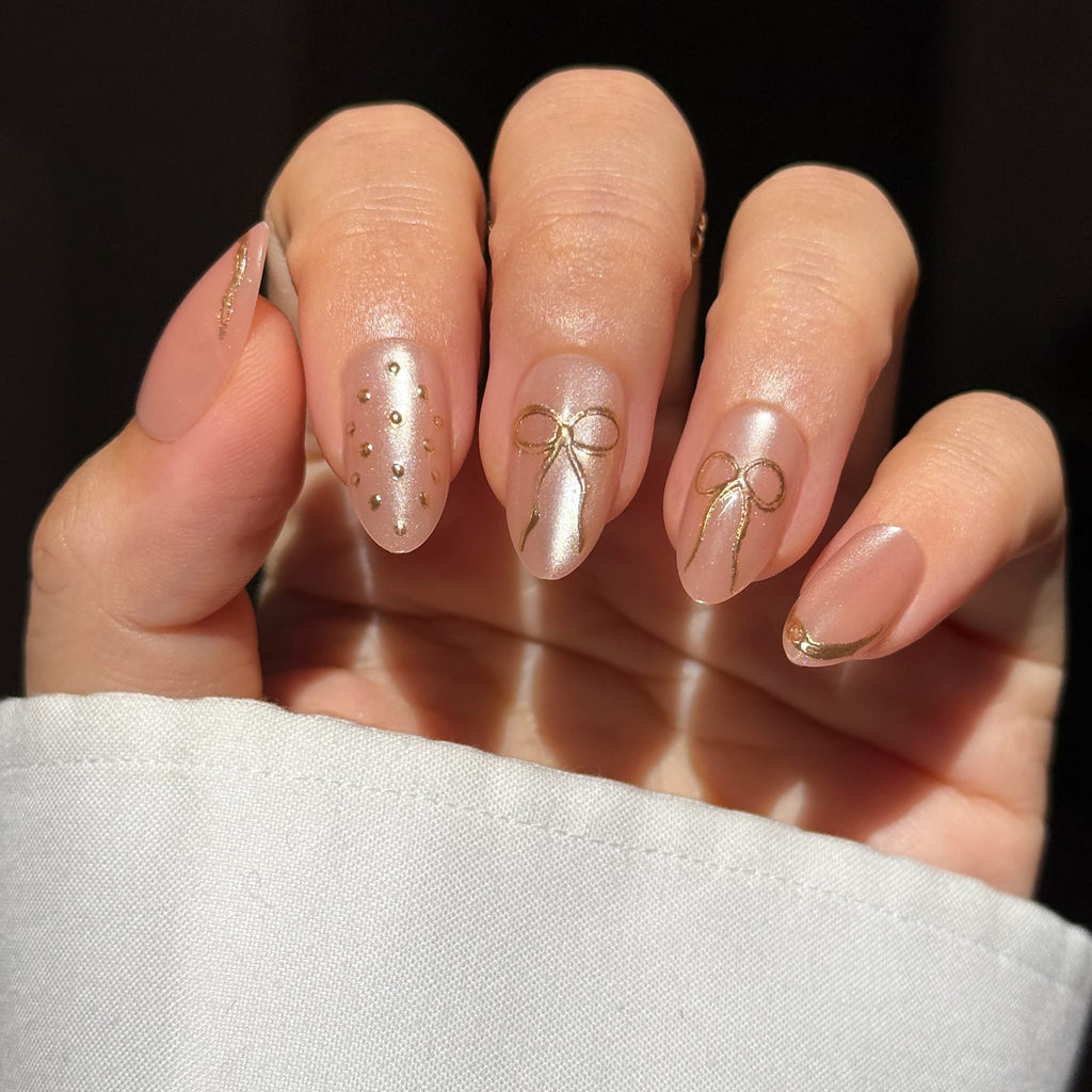 Darling Details | Gold Tip & Polka Dot Bridal Press On Nails