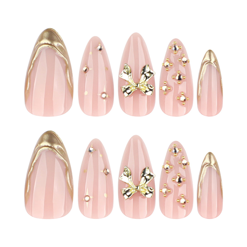 Save The Date medium oval press-on nails featuring a milky white base, white French tips, clear 3D raised droplet textures, and silver rhinestone cuticle accents.